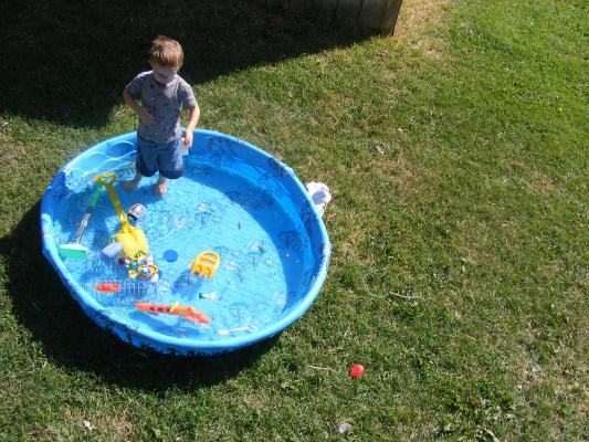 Noah in out little pool