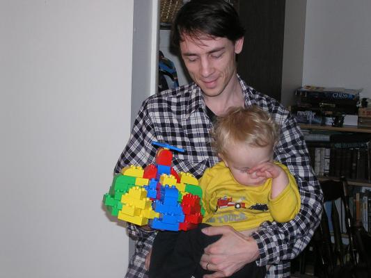 David is really proud of his Lego creation.