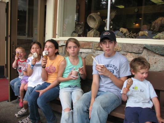 Cousins with ice-cream.