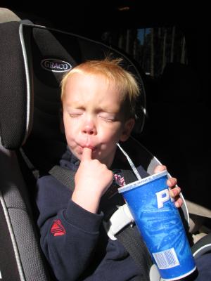 Steven in car seat.
