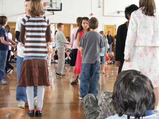 Malia dancing with her fourth-grade class of Irving International Day.