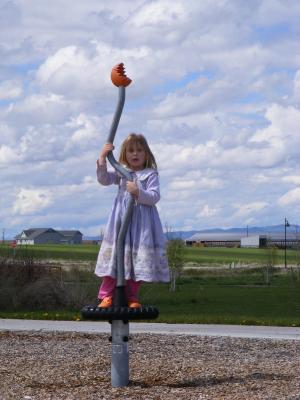 Sarah on the twirly thing