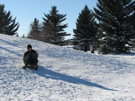 David sledding.