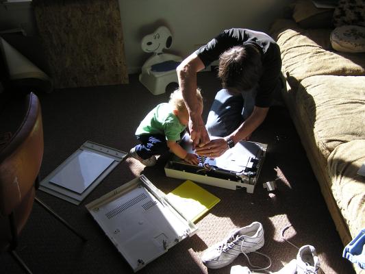 Gotta help dad take stuff apart.