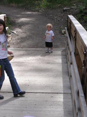 Malia and Noah on the bridge.