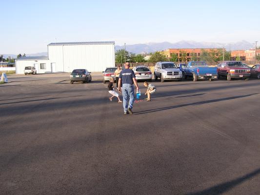 Racing games in the parking lot at VBS