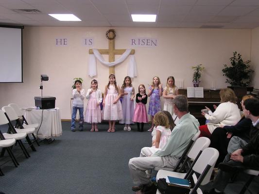 The kids sing a special for Church.