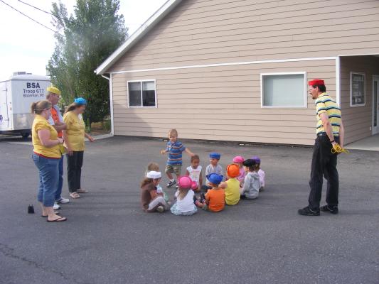 The Preschool Crew plays games. 