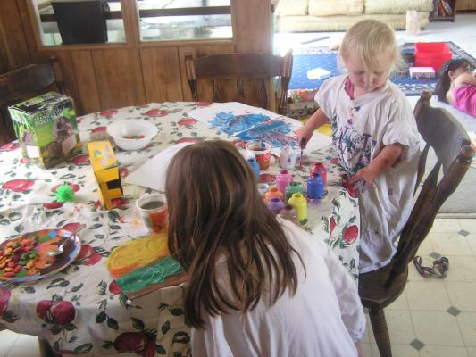 Sarah and Andrea are painting
