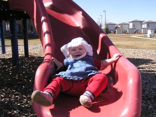 Sarah sliding.
