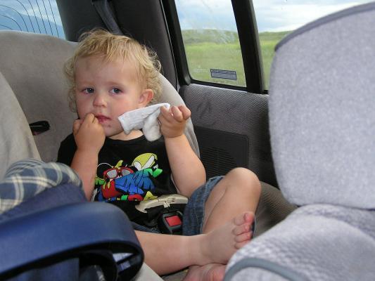 Noah enjoys his sock.
