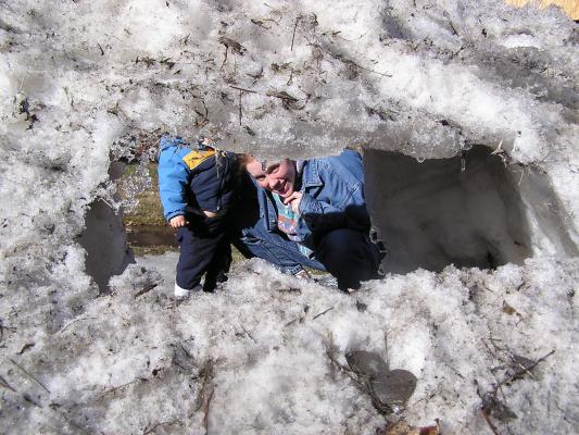 There's a window in our snow fort.