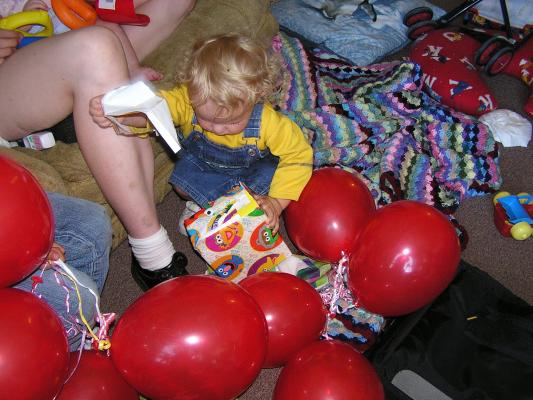 Noah rips some more paper.