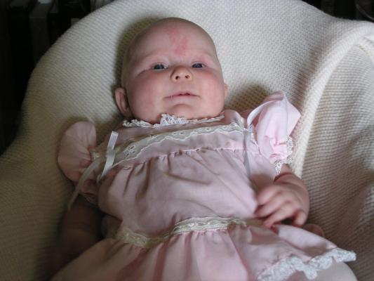 Sarah in her vibrating chair.