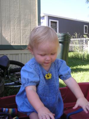 Sarah in the wagon