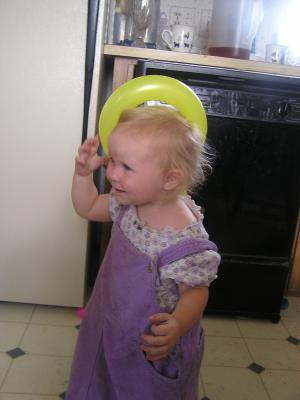 Sarah in a baloon hat
