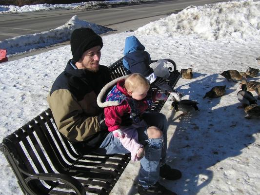 David, Sarah and Noah at the ducks.