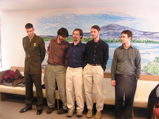 Matthew, Myke, Jim, David, Robert. Notice what David is doing with his feet.