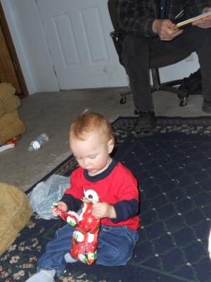 Joshua opening a present 