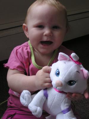 Sarah plays with her new kitty.