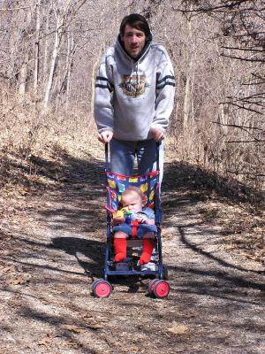 David pushes Noah around.