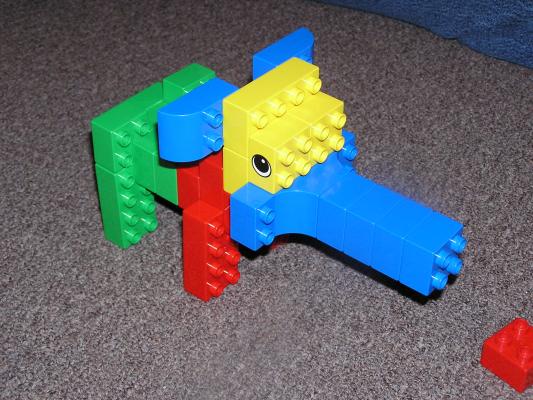 Look, mommy built an elephant out of legos.