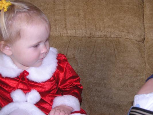 Sarah in her pretty Christmas dress