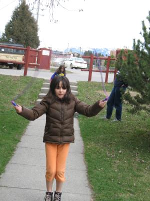 Malia still playing with jumprope.