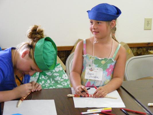 Gracie coloring a snake.