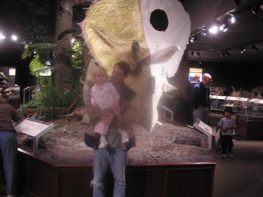 David and Sarah at the Museum of the Rockies dinosaur exhibit.