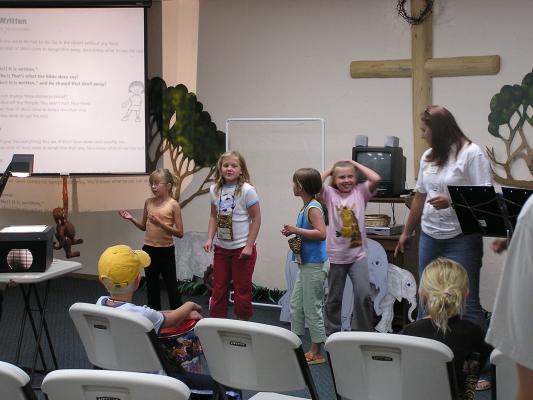 Singing songs at VBS