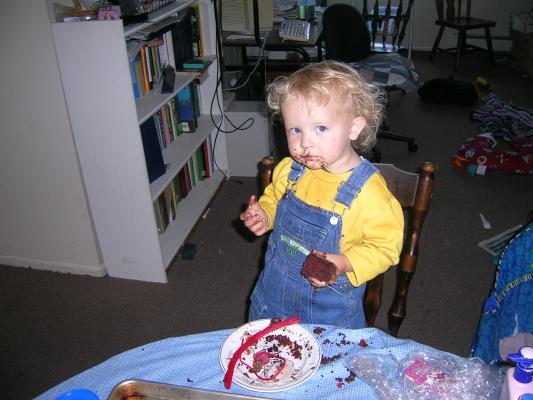 Noah eats some cake.