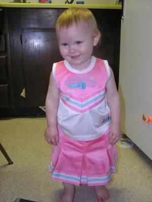 Sarah is a cheerleader. Go! Go! Go!