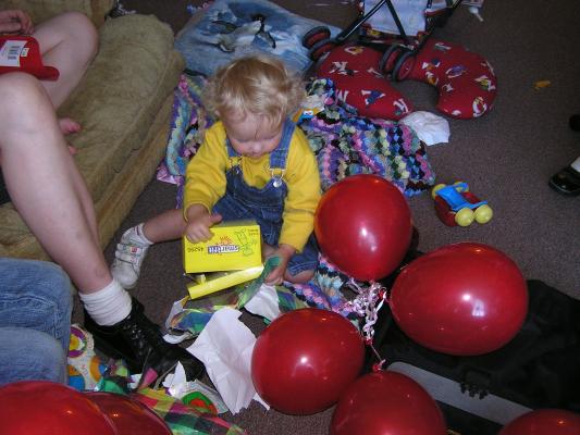 Noah opens the box.