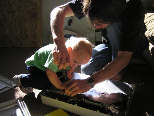I think there's a screw here, dad.