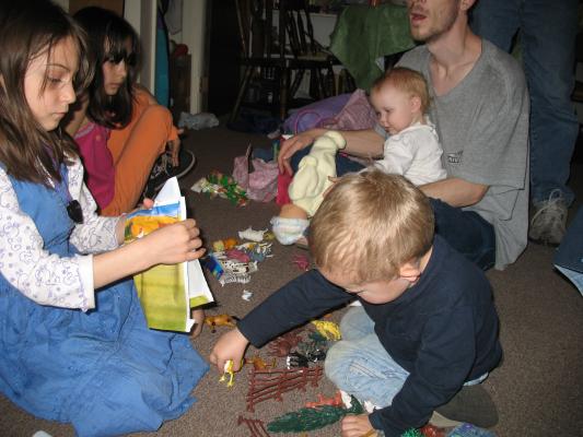 Now everyone is playing with the animals.