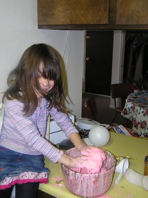 Andrea plays with our pink goo