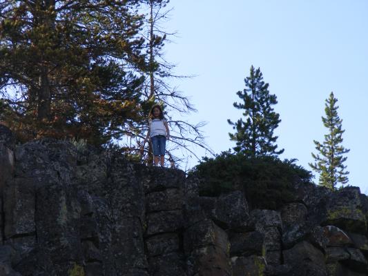 Andrea at the top of Sheepeater Cliff.