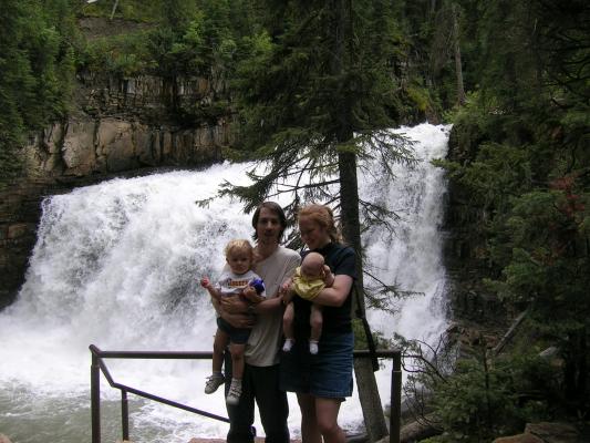 David, Noah, Katie, and Sarah at Ousel Falls.