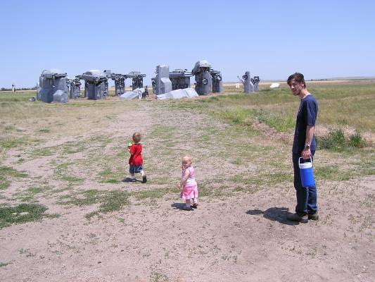 Noah, Sarah and David at Carhenge