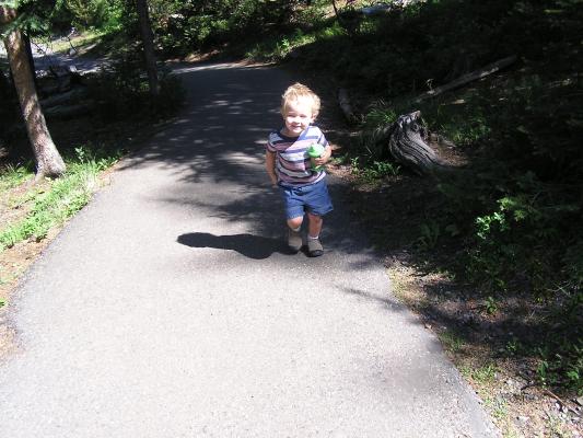 Noah runs down the trail