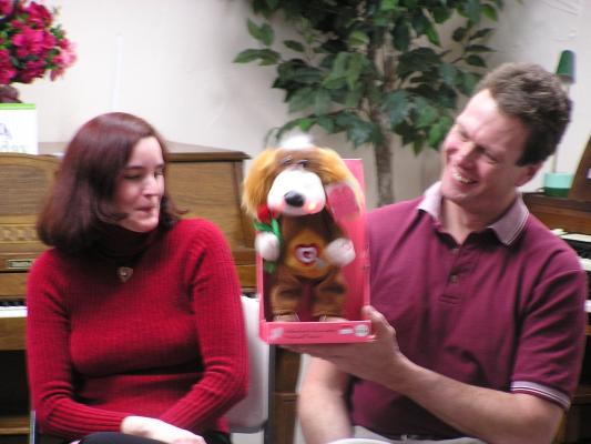 Sharon and Les were the winners at the Valentines Party Married Game.
