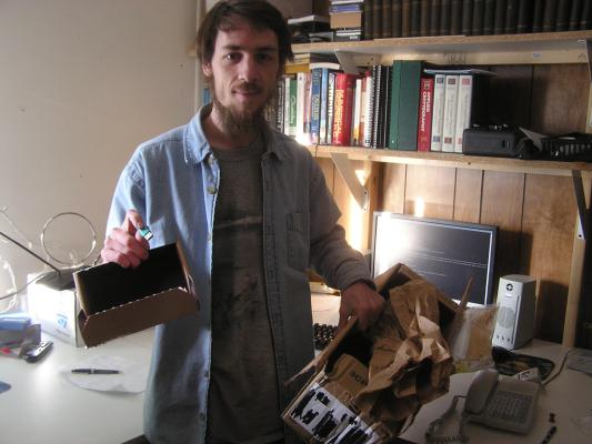 See the tiny plug in David's hand. The company his company works with sent that in the packaging pictured.
