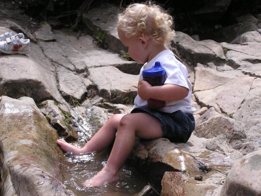 Noah likes to play in the water.
