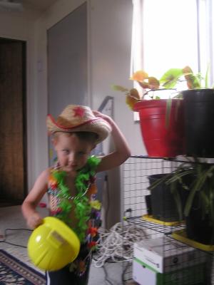 Noah is playing dress-up