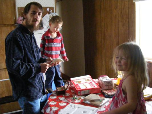 We got a gingerbread house kit.