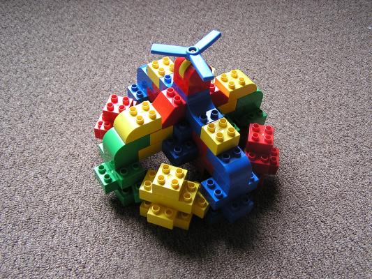 This Lego crown uses all of the legos (that aren't lost) except for two.