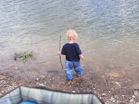 Sarah took a picture of Noah's wet pants.
