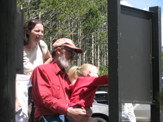 Sarah and Grandpa check out the map.