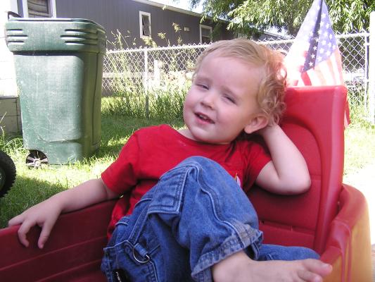 Noah in the wagon
